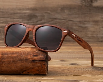 Personalized Polarized Wooden Sunglasses, Custom Wooden Sunglasses Box, Engraved Unisex Sunglasses, Wood Box, Mens Gift, Groomsmen Gifts