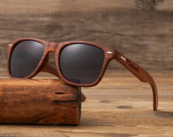 Personalized Polarized Wooden Sunglasses, Custom Wooden Sunglasses Box, Engraved Unisex Sunglasses, Wood Box, Mens Gift, Groomsmen Gifts