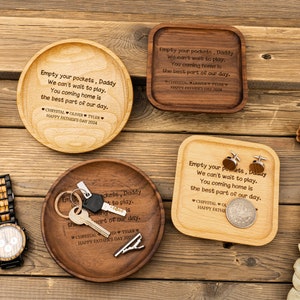 Personalized Valet Tray for Dad, Father&#39;s Day Gift, Catch All Table Tray, Birthday Gifts for Dad, Custom Valet Tray, Engraved Key Tray