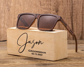 Groomsmen Sunglasses, Groomsmen Gifts, Custom Engraved Sunglasses, Groomsmen Proposal, Personalized Wooden Sunglasses, Wedding gift for guys