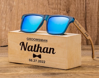Óculos de sol de madeira personalizados, presentes para padrinhos, óculos de sol gravados personalizados, pedido de casamento para padrinhos, presentes de casamento para rapazes, presente para despedida de solteiro
