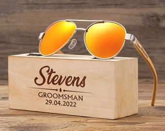 Personalized Wooden Sunglasses, Groomsmen Gifts, Custom Engraved Sunglasses, Groomsmen Proposal, Wedding Gifts for Guys, Bachelor Party Gift