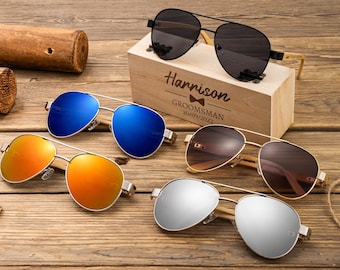 Personalized Groomsmen Sunglasses, Groomsmen Gifts, Custom Engraved Wood Sunglasses,Groomsmen Proposal, Wedding Bachelor party gift for guys