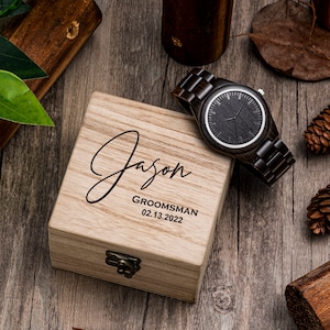 Regalo de padrinos de boda personalizado, reloj de madera, relojes de madera grabados, propuesta de padrino, regalo de novio de la novia el día de la boda, reloj de madera de padrinos de boda
