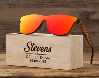 Óculos de sol de madeira personalizados, presentes para padrinhos, óculos de sol personalizados gravados para padrinhos, presentes para despedidas de solteiro e casamentos para rapazes