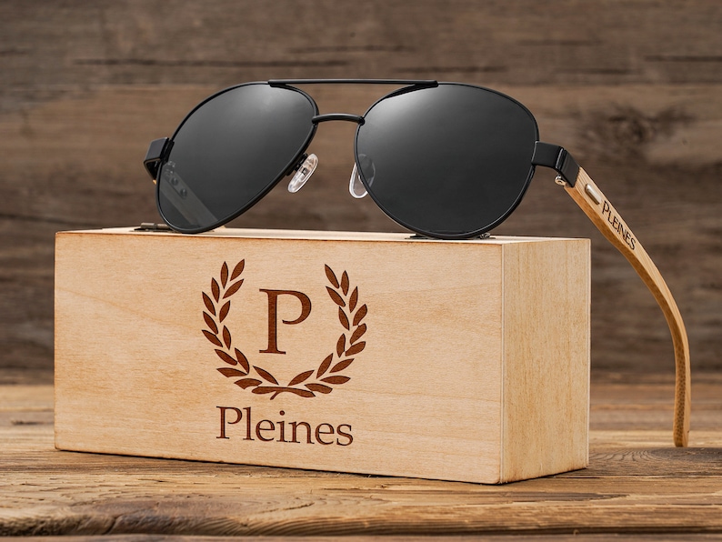 Personalized Wooden Sunglasses, Groomsmen Gifts, Custom Engraved Sunglasses, Groomsmen Proposal, Wedding Gifts for Guys, Bachelor Party Gift image 1