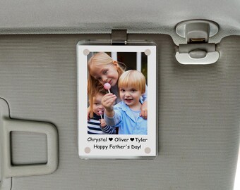 Father's Day Gift for Dad-Custom Photo Car Visor Clip, Personalized Car Visor Clip for DAD, Unique Gift Idea for Dad from Son or Daughter