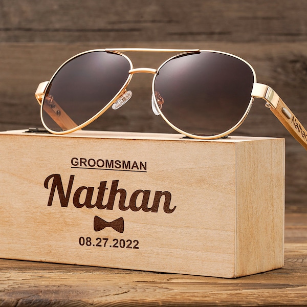 Groomsmen Sunglasses, Groomsmen Gifts, Custom Engraved Sunglasses, Groomsmen Proposal, Personalized Wooden Sunglasses, Wedding gift for guys