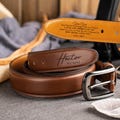 Custom Leather Belt for Dad, Engraved Men's Belt, Personalized Gift for Boyfriend, Christmas Gift for Dad, Valentines Day Gift for Husband