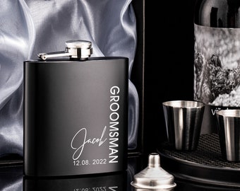 Personalized Groomsmen Flasks, Groomsman Gift, Flask for Groomsmen, Custom Flask, Black Hip Flask, Groomsmen Gifts, Gifts for Wedding Party