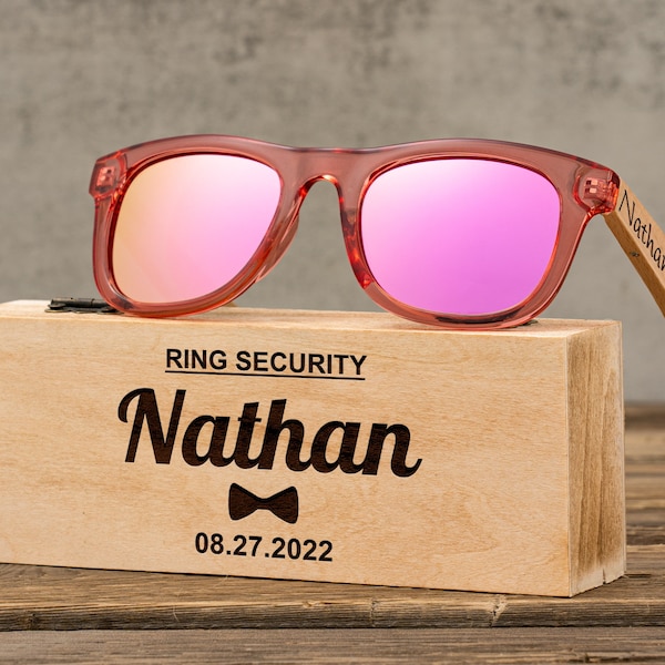 Personalized Flower Girl Wood Sunglasses, Toddler Child Kid Ring Bearer Sunglasses, Junior Groomsmen Gift, Page Boy Ring Security Sunglasses