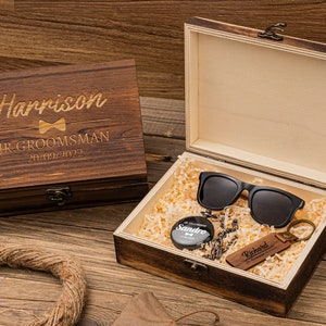 Jr. Groomsmen Geschenk Set, Taschenuhr mit Gravur, Schlüsselanhänger aus Walnussholz, Ring Sicherheitsbrille, Hochzeitsgeschenk für Kind, Benutzerdefiniertes Ringträgergeschenk