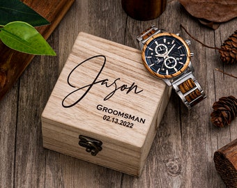 Regalo di anniversario per lui, orologio in legno personalizzato, orologio da uomo in legno con incisione personalizzata, orologio da sposo, regalo per fidanzato, regalo per papà