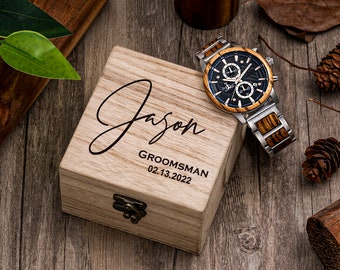 Anniversary Gift for Him, Personalized Wood Watch, Custom Engraved Mens Wooden Watch, Groomsmen Gifts Watch, Boyfriend Gift, Gift for Dad