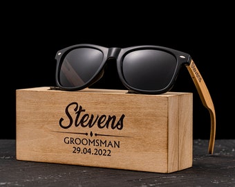 Personalized Wooden Sunglasses, Groomsman Sunglasses, Groomsmen Proposal Gift, Bachelor Party Gift, Wedding Gift For Guys, Best Man Gifts