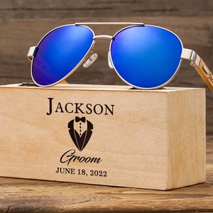 Groomsmen Gifts, Wedding Gifts for Guys, Custom Engraved Sunglasses, Personalized Wooden Sunglasses, Groomsmen Proposal, Anniversary Gift