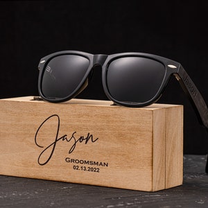 Personalized Ebony Wood Sunglasses, Engraved Wood Sunglasses, Groomsman Sunglasses, Groomsmen Proposal, Groomsmen Gifts, Bachelor Party Gift