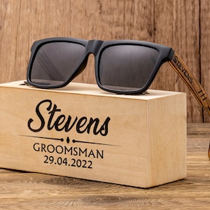 Groomsmen Sunglasses, Groomsmen Gifts, Custom Engraved Sunglasses, Groomsmen Proposal, Personalized Wooden Sunglasses, Wedding gift for guys