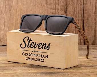 Groomsmen Sunglasses, Groomsmen Gifts, Custom Engraved Sunglasses, Groomsmen Proposal, Personalized Wooden Sunglasses, Wedding gift for guys