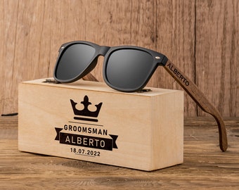Óculos de sol de madeira personalizados, presentes para padrinhos, óculos de sol gravados personalizados, pedido de casamento para padrinhos, presentes de casamento para rapazes, presente para despedida de solteiro