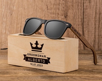 Personalized Wooden Sunglasses, Groomsmen Gifts, Custom Engraved Sunglasses, Groomsmen Proposal, Wedding Gifts for Guys, Bachelor Party Gift