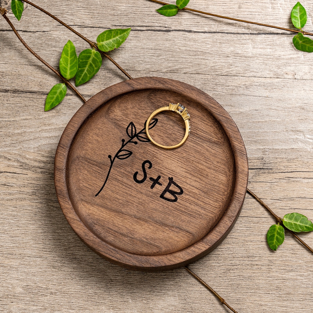 Personalized Floral Ring Dish, Ring Holder, Engagement Ring Dish