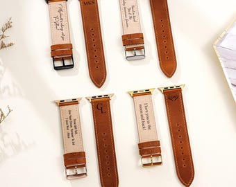 Personalisiertes Apple Uhrenarmband, Uhrenarmband aus Leder, Uhrenarmband personalisiert, Geschenk für Freund, Geschenk für Ihn