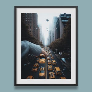 Hailing Taxi in New York City Original Art Print, NYC Travel Wall Art Decor, Souvenir, Gift for Home