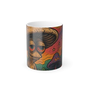 Color Morphing Mug with Psychedelic Design, Heat Changing Coffee Cup, Gift for Mushroom Lovers, Unique Artist Mug, Colorful Kitchen Decor