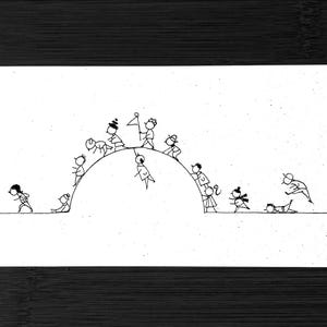 El mundo laboral. Dibujo original en tinta sobre cartón (22,5 × 8,2 cm).