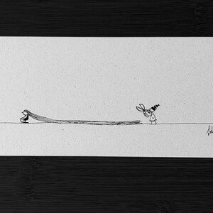 Peluquera. Dibujo original en tinta y grafito sobre cartón (22,5 × 8,2 cm).
