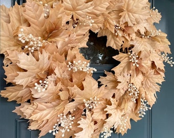 Neutral Fall Wreath | Maple leaves | Butternut & Cream Decor