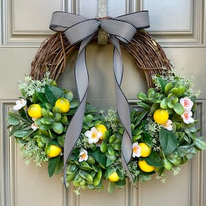 Lemon wreath | Summer wreath | Mother’s Day gift idea | Wreath for front door | Citrus wreath