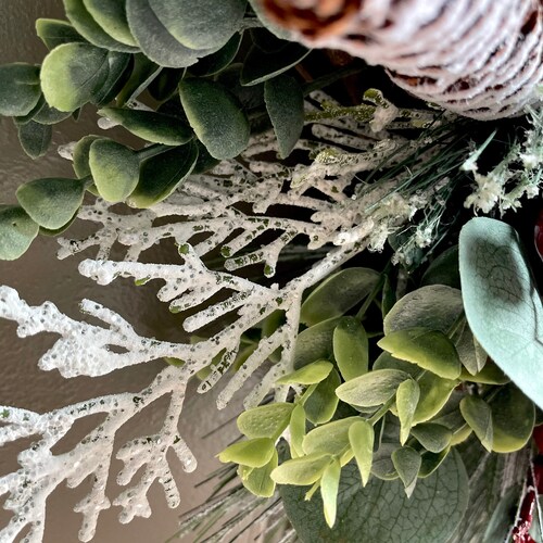 Winter cranberry wreath | Christmas wreath | Flocked pine cones shops wreath