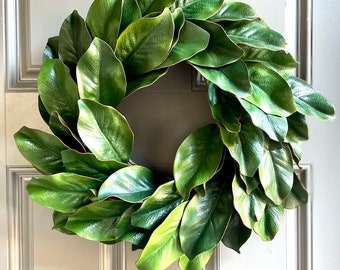 Magnolia Leaves Wreath | Greenery Wreath | Year round Modern Farmhouse Door Decor