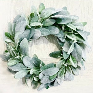Mini lambs ear wreath | Barstool wreath | Candle ring wreath