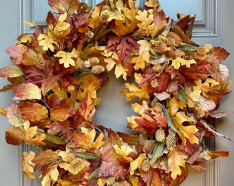 Fall Maple Leaf Wreath: Burnt Orange Autumn Decor