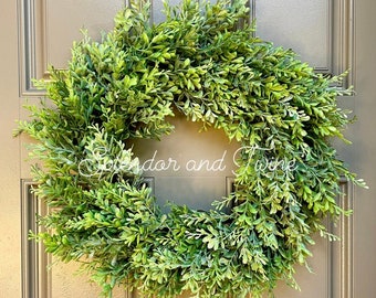 Faux Boxwood Wreath | 20" Greenery Wreath for Front Door