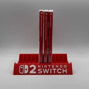Red Game Cartridge Holder for Switch 2 | 3D Printed Fan-Inspired Organizer | Holds 12 Games | Gaming Desk Shelf Display Rack USA