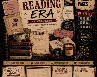 Mein Lesetagebuch zum Ausdrucken | 20-seitiger Buch-Tracker & Leseplaner | Buchrezension, Leseliste, Leseherausforderung | Digitaler Download
