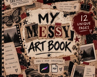 Digitales Procreate-Skizzenbuch | Unordentliches Skizzenbuch | 12 Seiten zum Zeichnen | Digitales Skizzenbuch (PNG & PDF) | Grunge-Skizzenbuch