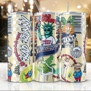 Bad Bunny Nuevayol Skinny Tumbler 20 oz / DtMF / Debi Tirar Mas Fotos / Bad Bunny DtMF Tumbler / File 300 DPI / Bad Bunny Debi Tirar Mas Fotos