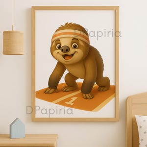 Bradipo Sportivo Illustrazione Digitale PNG | Clipart Animale Divertente per Magliette, Poster, Camerette, Tazze