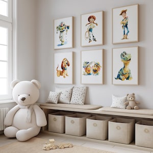 Toy Story Wall Art Set of 6 | Boys Bedroom Prints | Watercolour Toy Story Prints | Kids Room Art | Boys Bedroom Decor | Digital Download