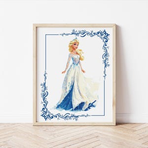 Princess Wall Art Decor, Disney-Inspired Princess Elsa Nursery Decor, Frozen-Inspired Print, Toddler Bedroom Wall Art, Girls Bedroom Prints