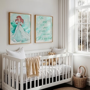 Ensemble d&#39;art mural princesse Ariel, impression photo et citation de la princesse Ariel, impressions citation inspirée d&#39;Ariel, chambre sur le thème de l&#39;océan, chambre pour toute petite fille