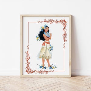 Moana Wall Art Decor, Princess Moana Nursery Print, Girls Room Wall Decor, Toddler Bedroom Poster, Princess Moana Room Print