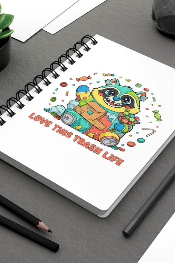 Raccoon Spiral Journal | Playful Trash Life Design