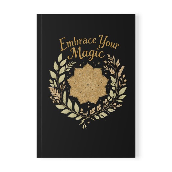 Embrace Your Magic Gratitude Notebook - Inspirational Softcover Journal with Gold Floral Mandala