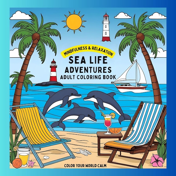 Whimsical Ocean Life Adult Coloring Book - 60 Designs for Relaxation